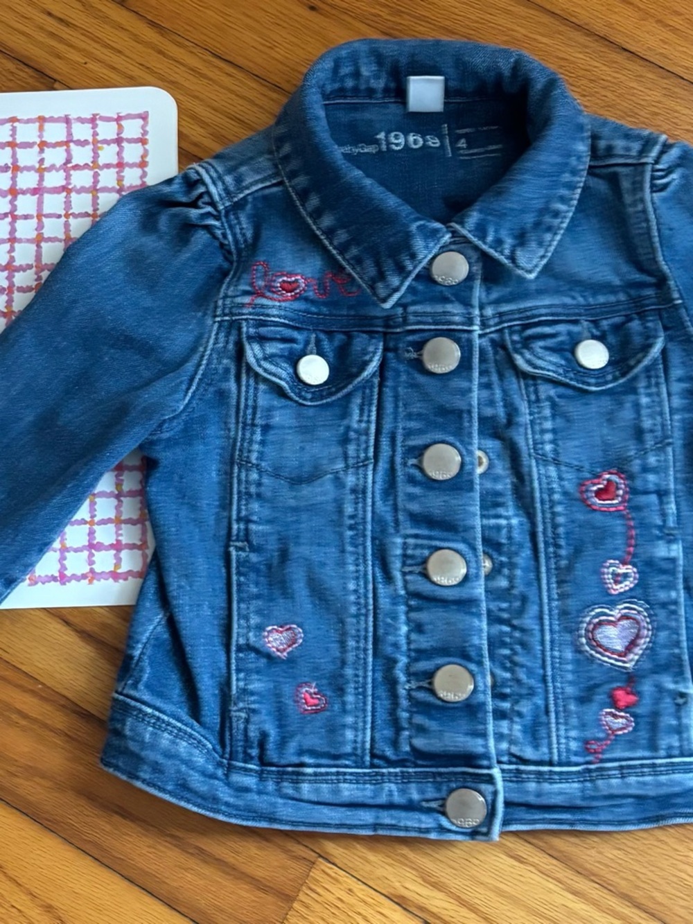 Gap kids  Blue Denim Jacket with Heart Embroidery